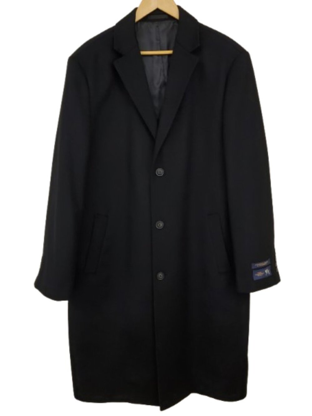 HART SCHAFFNER MARXMens Size 46L Sheffield Cashmere Wool Black Classic Overcoat